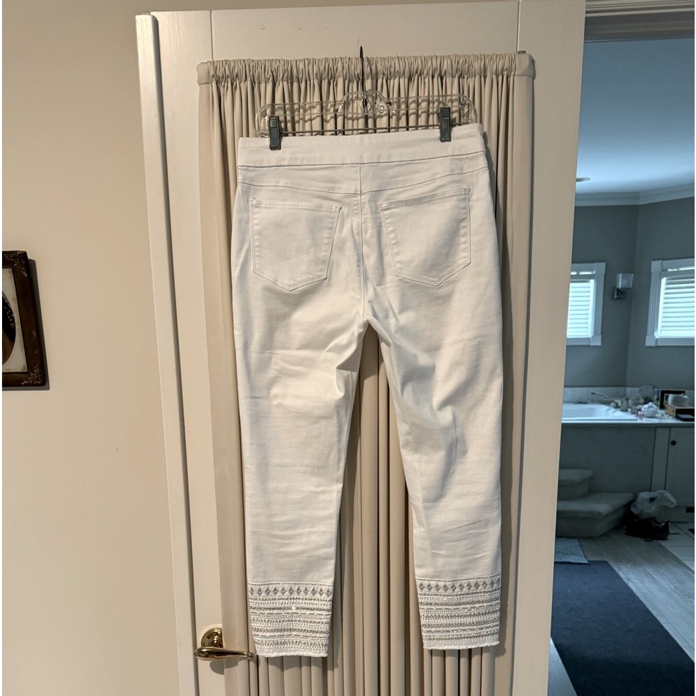 White tribal jeans, jeweled bottom